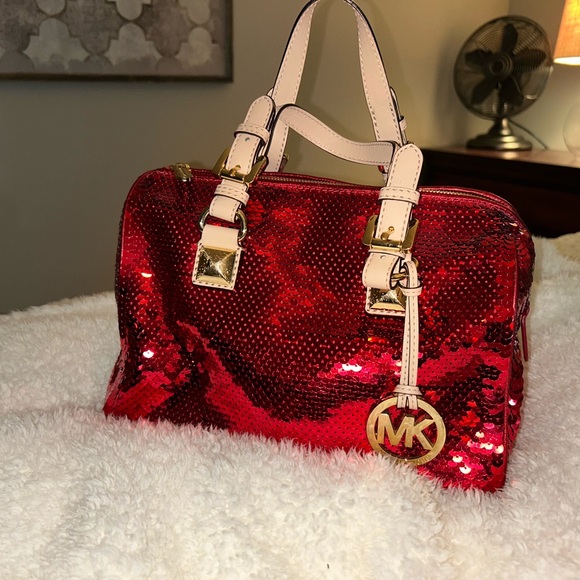 Michael Kors Red Sequin Grayson Bag - Picture 1 of 6